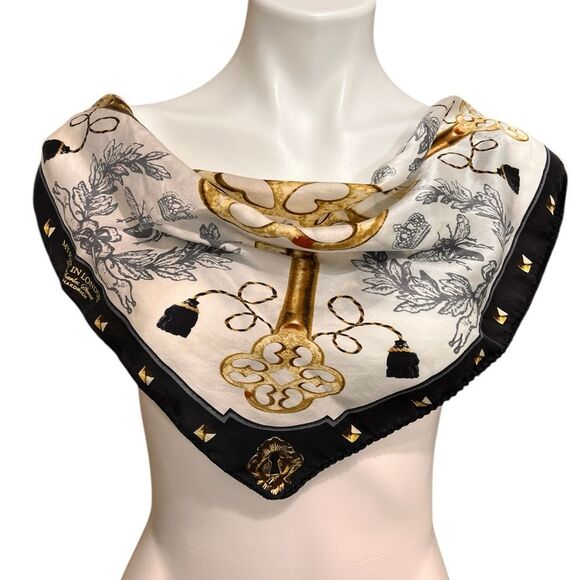 My Flat in London Gold and Black Scarf with Key Lock Motifs - Picture 1 of 8